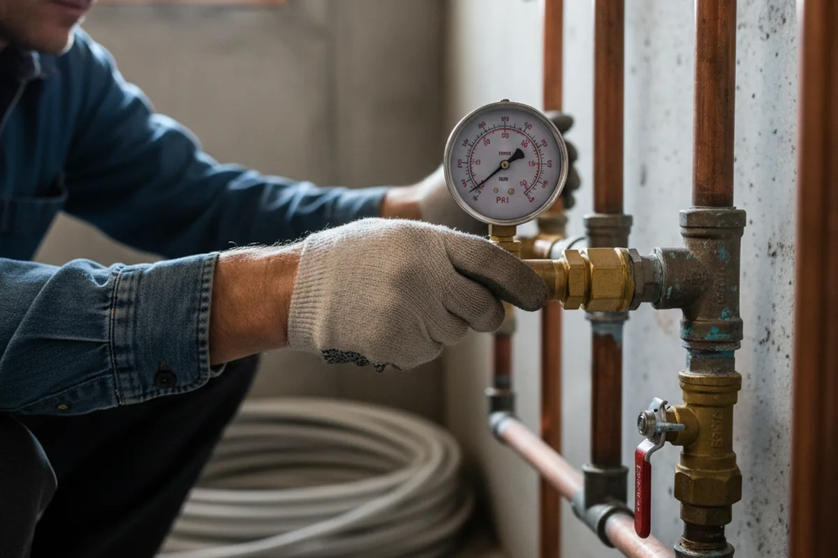 Pressure testing a repaired line during Water Line Repair in Pfafftown