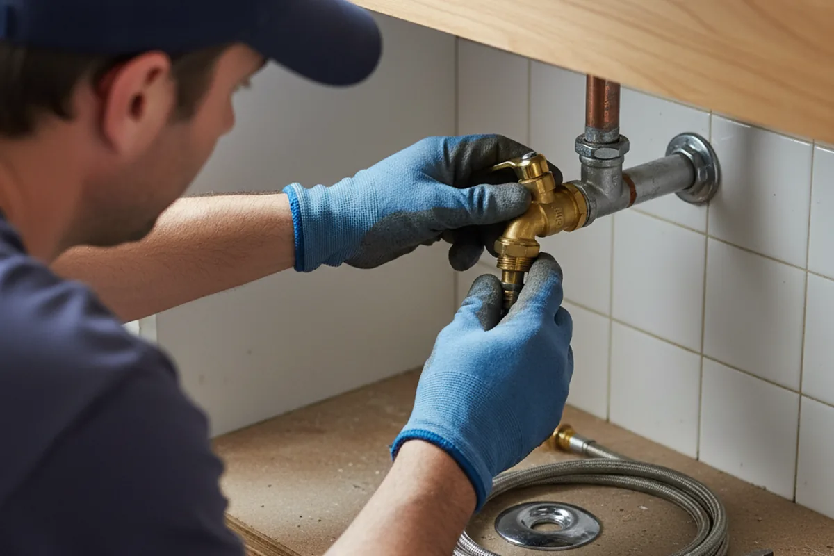 Shutoff valve and fitting work during Burst Pipe Repair in Pfafftown
